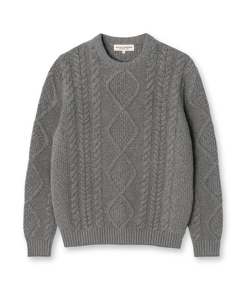 Edeunbeoleokeulleob Aran Crew-Neck Sweater (Grey)