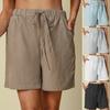 High-Waist Slant Pockets Elastic Waistband Summer Shorts Wide Leg Solid Color Drawstring Loose Shorts Streetwear