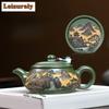 400 мл Подлинные чайники из исинской фиолетовой глины Ручная работа Горшок Хань Цзян Чайник из сырой зеленой глины С ситечком Китайский чайный набор Цзыша