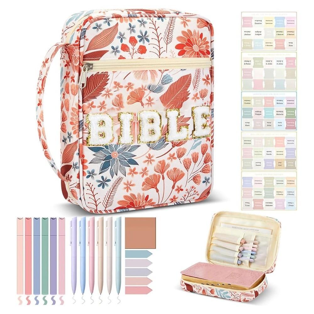 Large-capacity Book Storage Bag Flora Floral Study Bag Stationery Storage Organizer Student