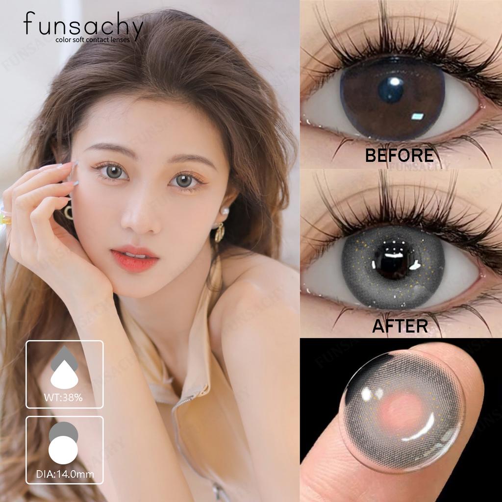 FUNSACHY 1 пара контактных линз Colorcon для глаз, черные линзы, красивая косметика, зрачок, зеленые линзы, большие контактные линзы для глаз, годовые