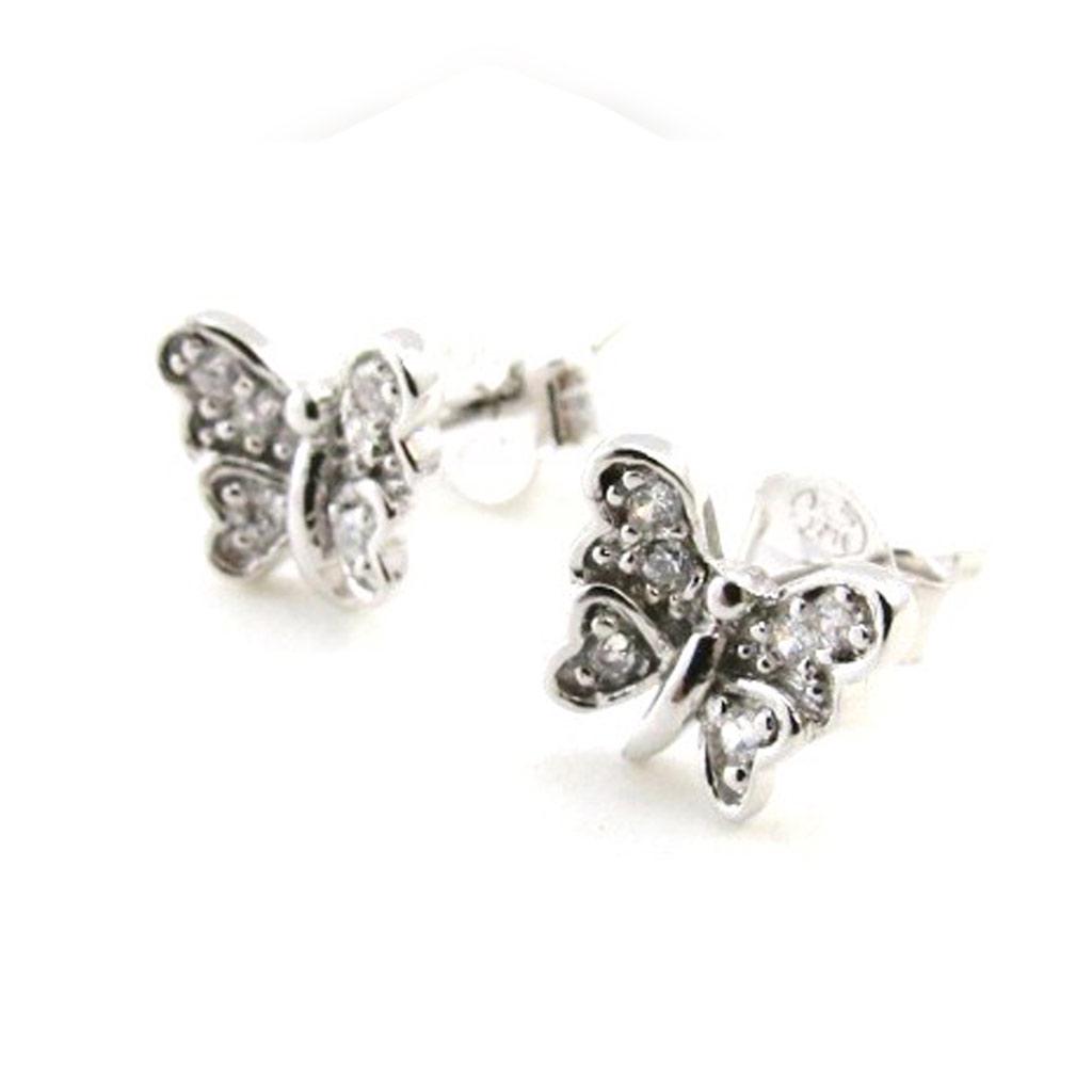 Les Trésors De Lily [I9835] - Серебряные серьги «Бабочки» Серебро белое (родиевое покрытие) - 7х8 мм
