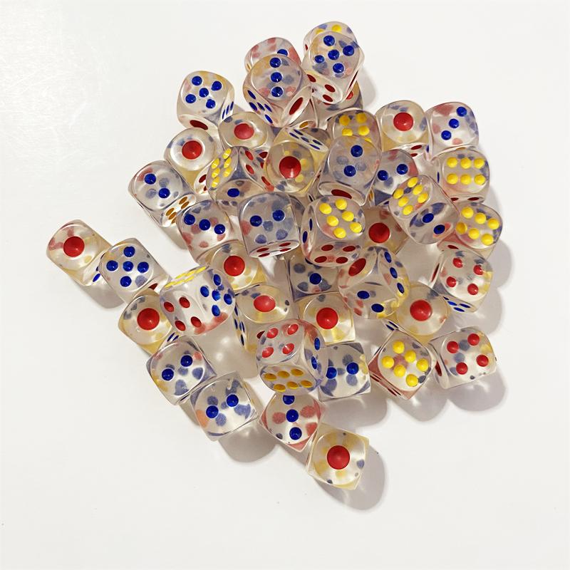 50pcs/Pack High Quality New 12mm Acrylic Transparent D6 Point Dice #12 Round Corner Boutique Dice
