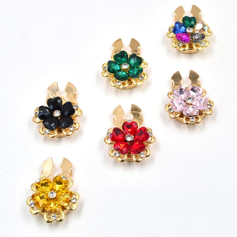 Women Flower Rhinestone Button Cover Floral Exquisite Design Brooch DIY Button Decoration Clothing Decoration 26x17mm
