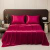 Satin Silk Bed Sheet with Pillowcase Twin/Full/Queen/King Top Sheets Solid Color Flat Bed Sheets Smooth Bed Sheet Sets
