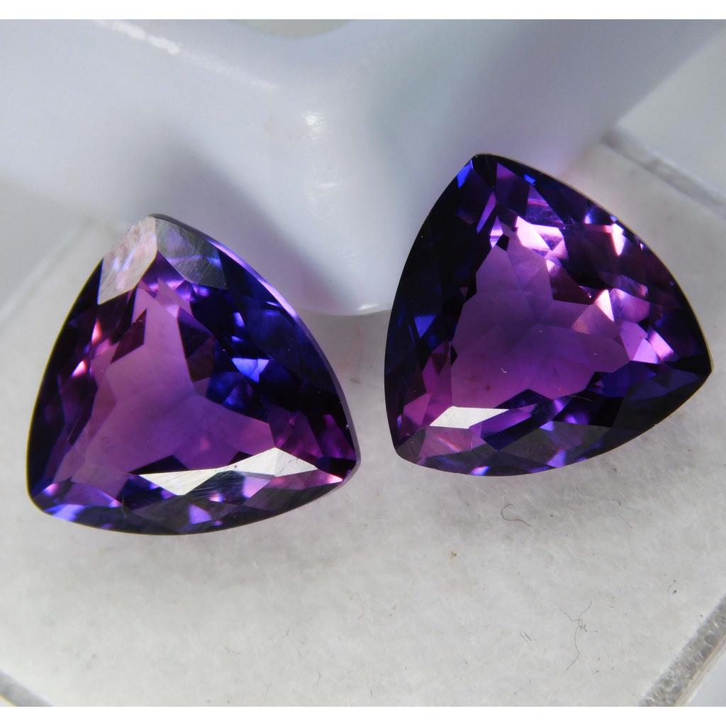 Natural 19.5 Ct Purple Tanzanite Trillion Cut Rare Loose Gemstone Pair