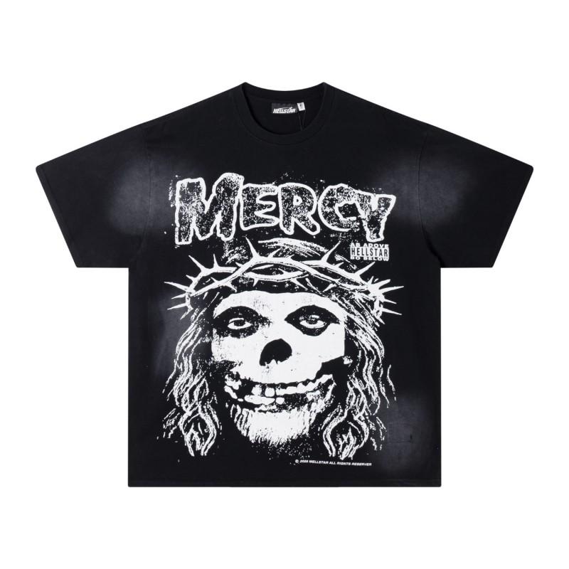 Hellstar Vintage Washed Cotton Tee Men Women Loose Fit Graphic Print Short Sleeve T-Shirt Youth Streetwear