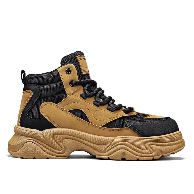 Мужские кроссовки с высоким верхом осень и зима новые на толстой подошве увеличивающие рост модные универсальные повседневные спортивные трендовые кроссовки для улицы рабочие папины кроссовки