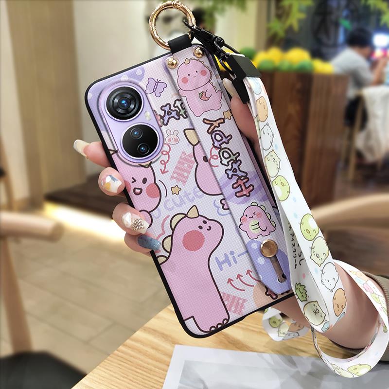 Fashion Design Kickstand Phone Case For Blackview A200 Pro Back Cover Dirt-resistant Wristband Anti-dust Cartoon Lanyard