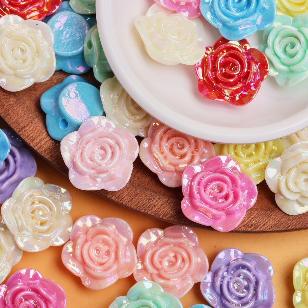 500 г около 330 шт. 19,2 мм модные перфорированные DIY ювелирные аксессуары с плоским дном акриловые бусины с цветком розы