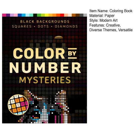 Coloring Book for Adults 100 Color by Number Mysteries Relaxation Wonder Detailed Coloring Book Squares Diamonds Dots DIY Coloring Book