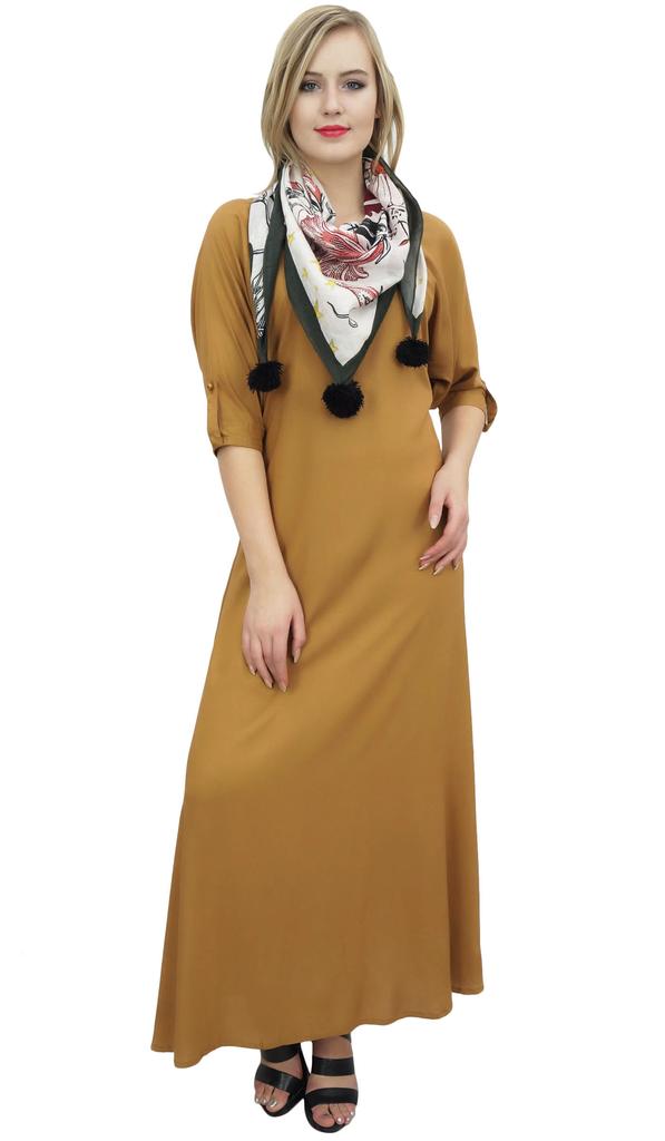 Bimba Women's Boho Black Maxi Dress With Tassel Scarf Designer Summer