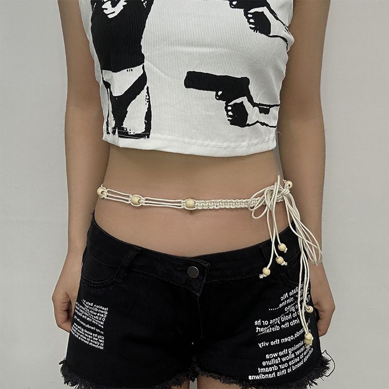 Винтажный этнический стиль, плетеный вручную пояс, женский, декоративная цепочка на талию для платья, универсальный богемный пояс Y2K