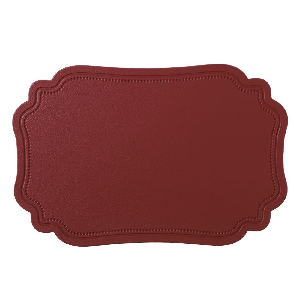4 Piece Elegant Retro Irregular Tableware Pad PU Leather Waterproof Table Mat Scratch Resistant Non-slip Place Mat Wedding