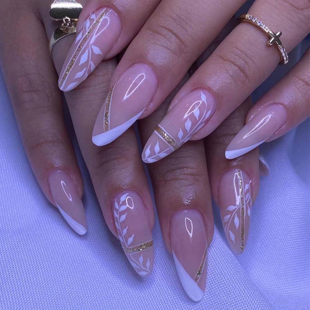 Wearable Manicure Almond False Nail Christmas Nail Tips Waterproof Press on Nails  Girl