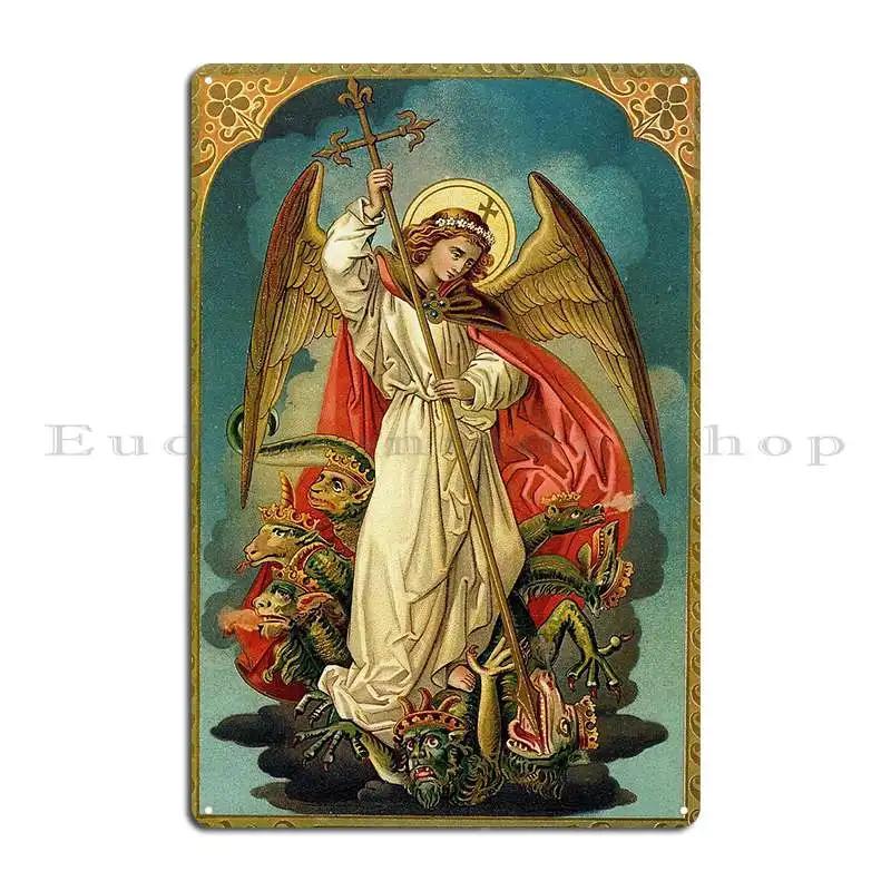 Saint Michael Metal Plaque Poster Plaques Painting Designer Bar Cave Mural Tin Sign Poster