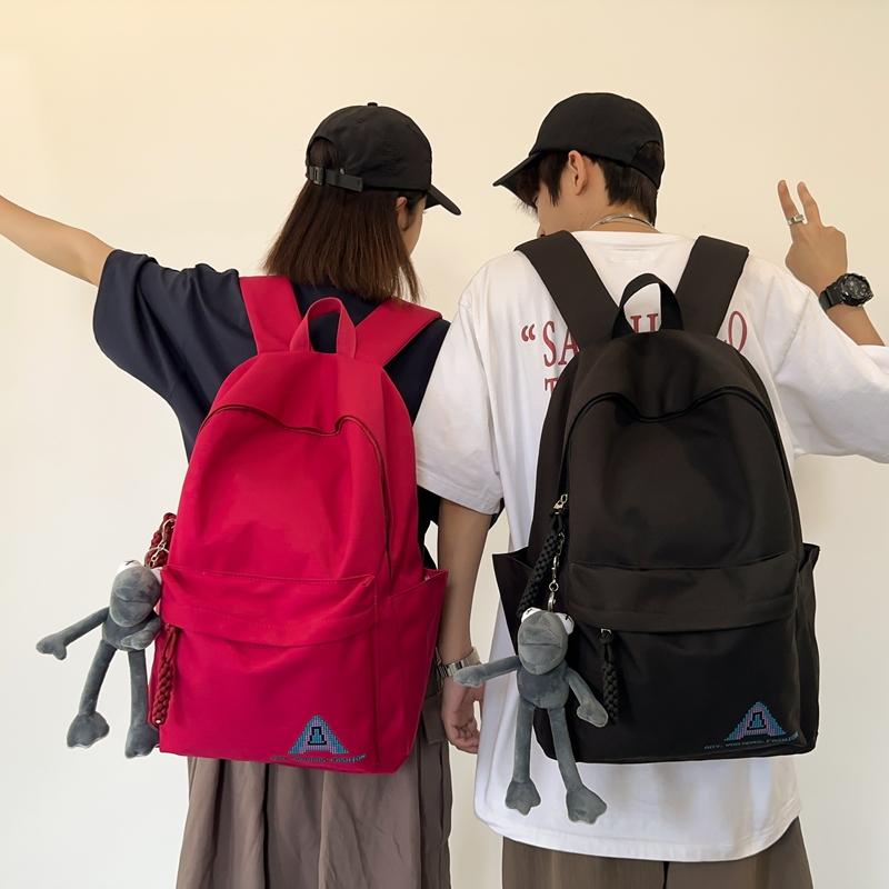 Студенческая школьная сумка, женский рюкзак большой емкости, однотонный мужской рюкзак