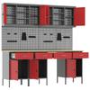 Workbench with Drawers 10 pcs Red Engineered Wood and Steel