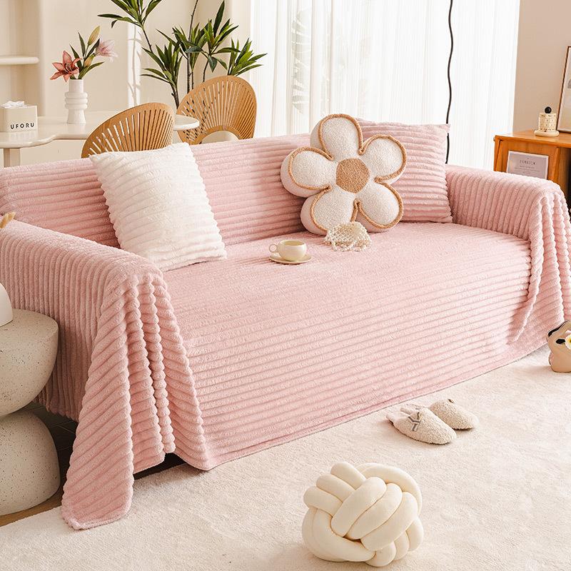Winter Sofa Towel New Thickened Fleece Sofa Cover Cloth Internet Celebrity Sofa Cover Cream Wind Sofa Cover