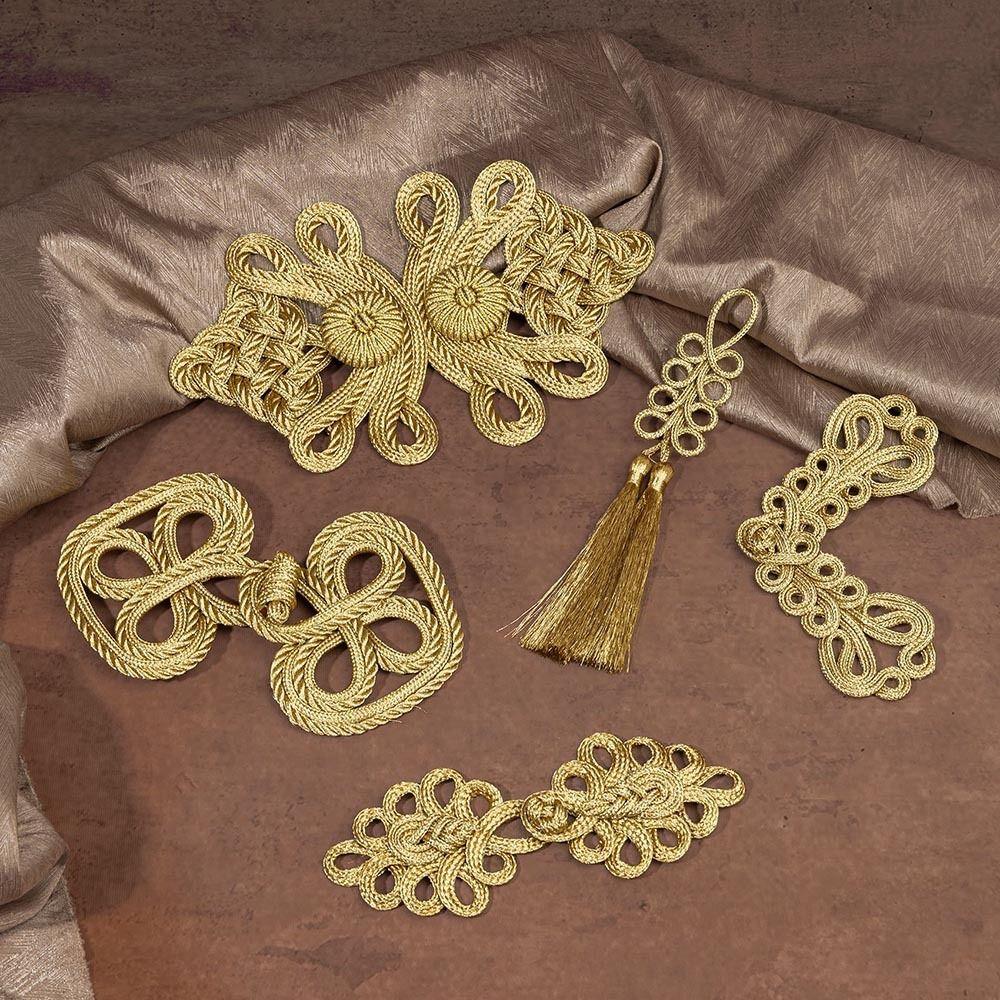 Golden Chinese Knot Buttons Handmade Tang Suit Buttons Cheongsam Buttons Cheongsam Making