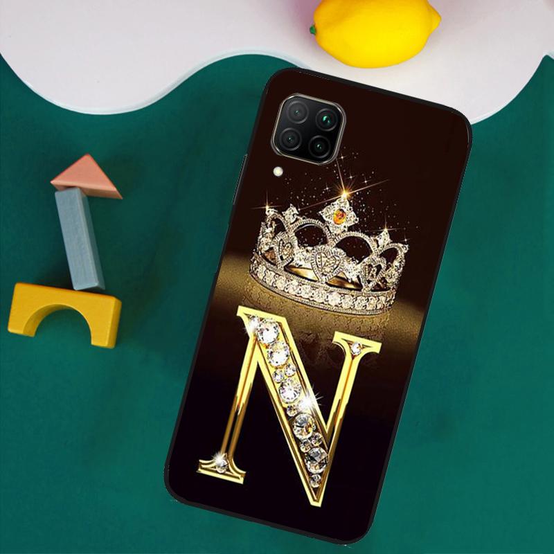 Чехол-буквы Монограмма Золотой Мрамор для Huawei Nova Y73 Y72 Y70 Y90 Y60 Y61 Y91 12s 12i 11i 8i 9 10 SE P40 Lite P30 P60 Pro