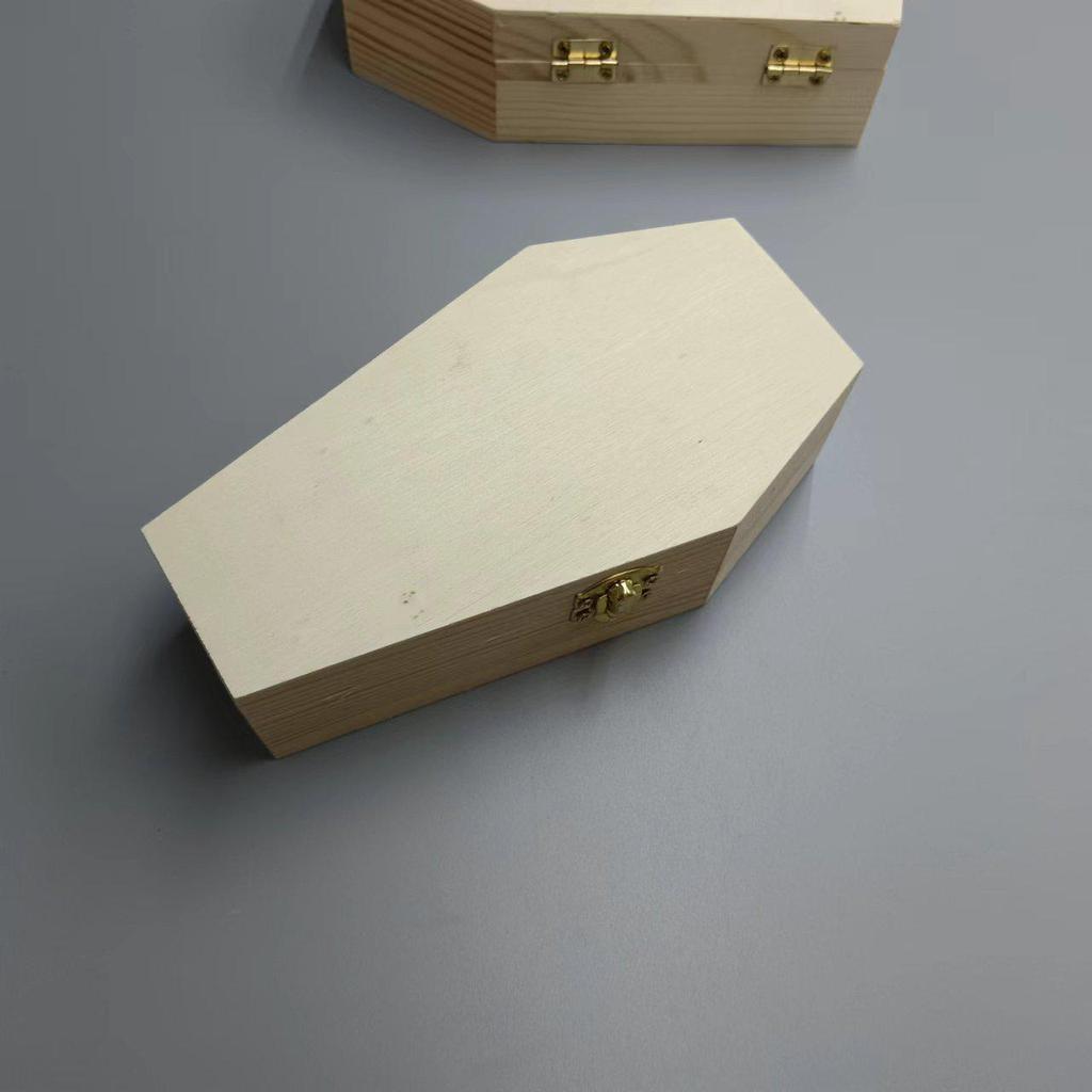 In-Stock Wooden Pet Coffin Urn: Multi-functional Flip-Top Box for Halloween Decor & Storage