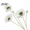 Realistic Faux Plants for Wedding 5 Heads Artificial Poppies Flowers with Stems, Silk Fake Flowers, Natural Look Floral Stems Bouquet Table