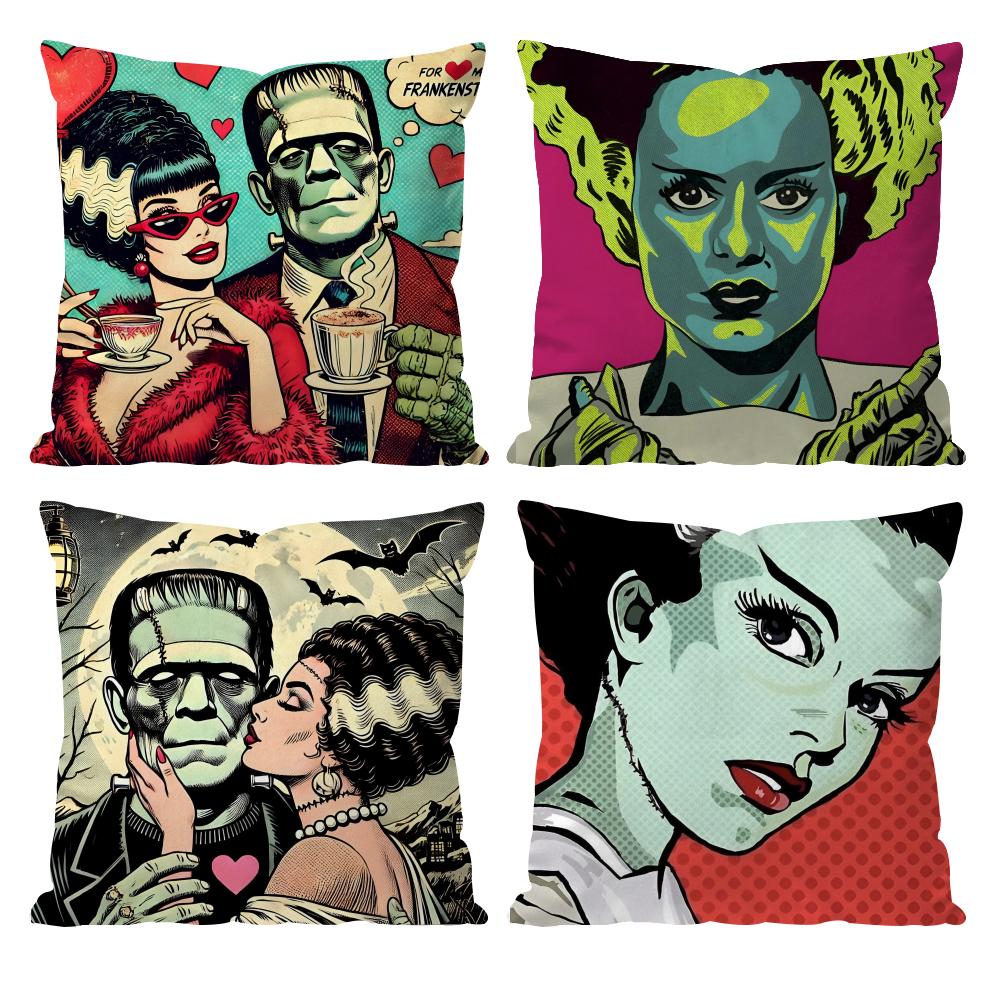 Horrible Bride of F-Frankenstein Cushion Cover Pattern Printed Pillowcase for Living Room Sofa Cushion Cover & Bedroom Decor