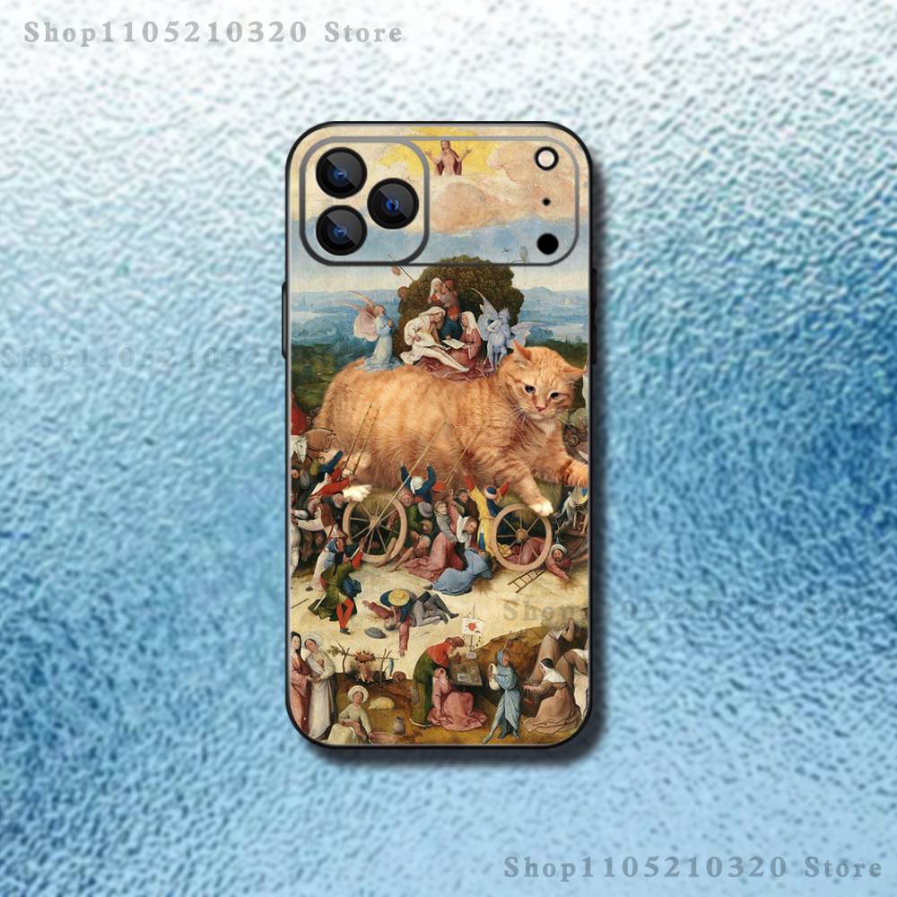 Чехол для телефона с картиной Иеронима Босха H-Hieronymus Bosch Для iPhone 17,16,15,14,13,12,Pro,Max,Plus,E,SE4,Air,Mini Черный Мягкий Короб