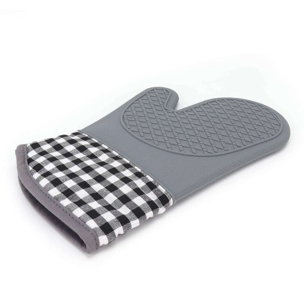 Silicone and Cotton Mitts Heat Resistant Glove Oven Glove for Home Kitchen Bakery Hotel
