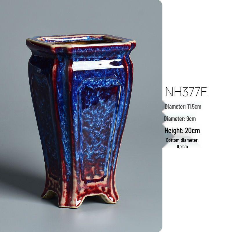 Керамический квадратный цветочный горшок для бонсай - Большой высокий угол, креативный китайский стиль для зеленых растений и орхидей