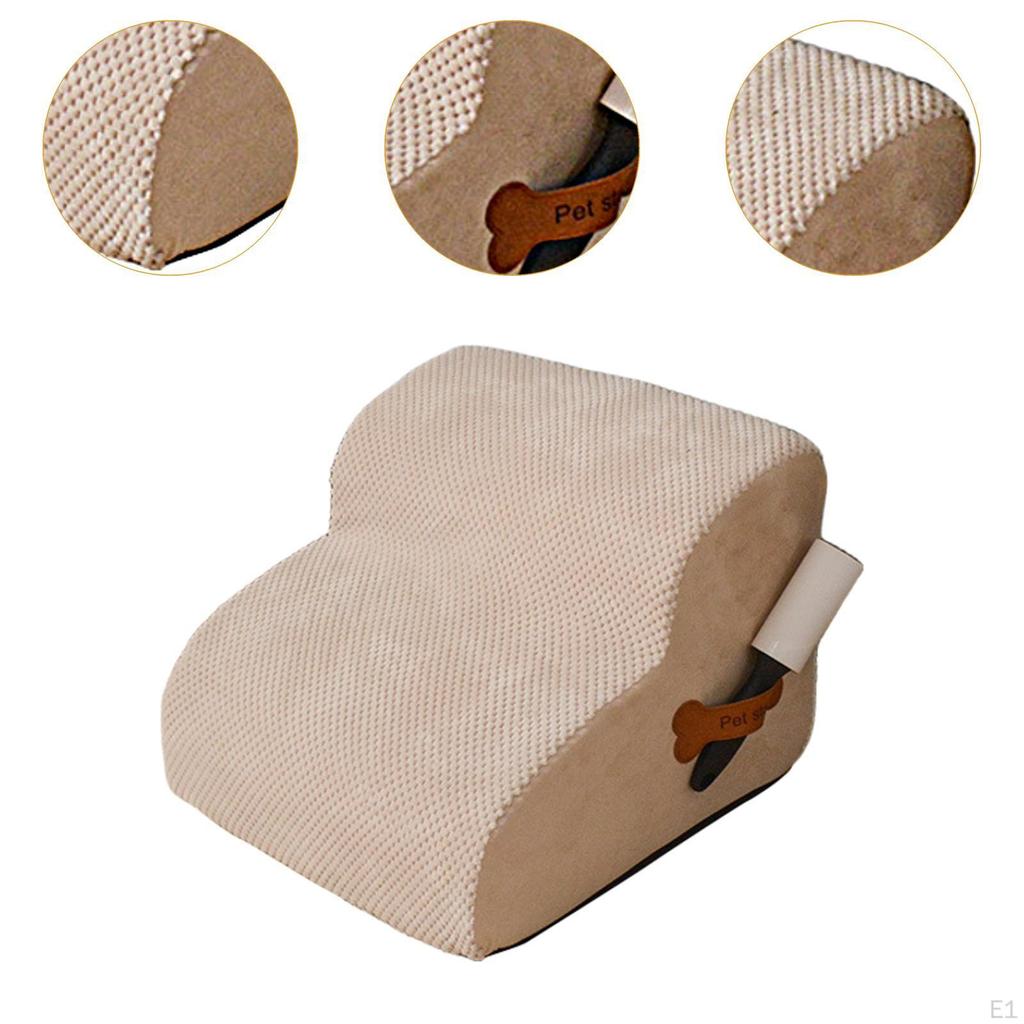 Dog Stairs Ramp 2 Step with Washable Cover for High Bed Soft Pet Sofa Puppy