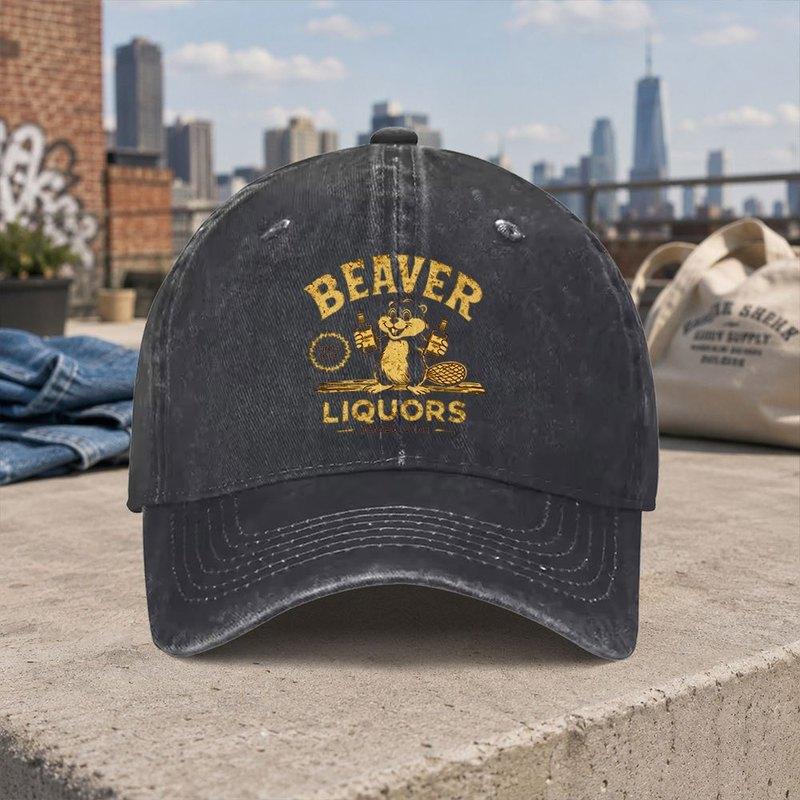 1pc Fashionable Beaver Drinking Pattern Vintage Washed Baseball Cap Casual Holiday Gift Daily Accessory Unisex Trendy Street