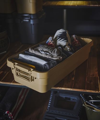 GORDON MILLER Stackable Trunk Cargo, 40L, Low-Profile Storage Box with Lid, Large Capacity, Stackable, Coyote Beige, 01680033