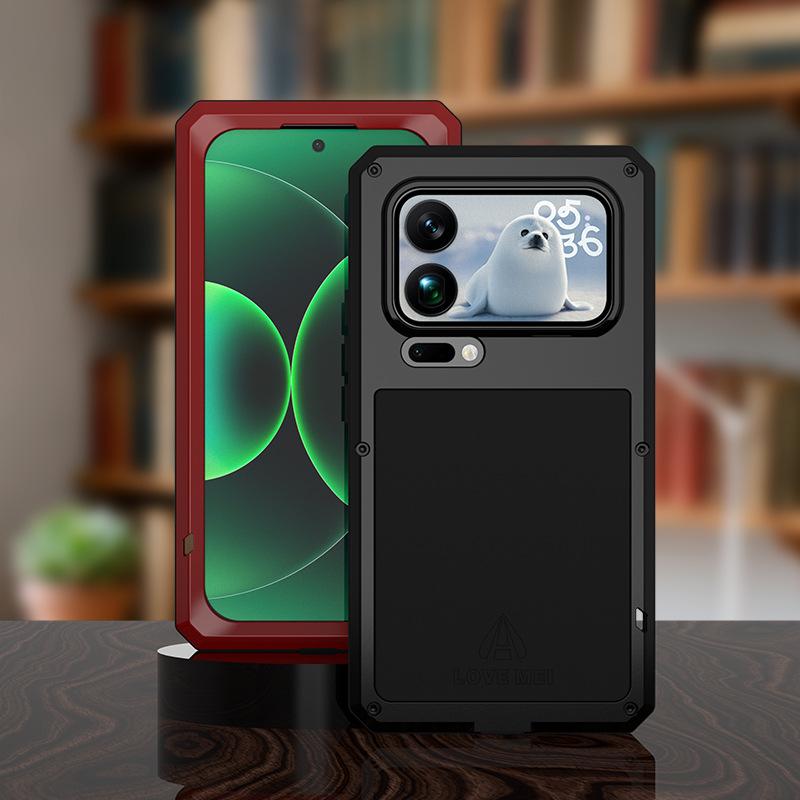 Чехол Love Mei для Xiaomi 17 Pro Max 15 14 13 11 Силиконовый Металлический Защитный Чехол Военного Класса Ударопрочный Пылезащитный Чехол