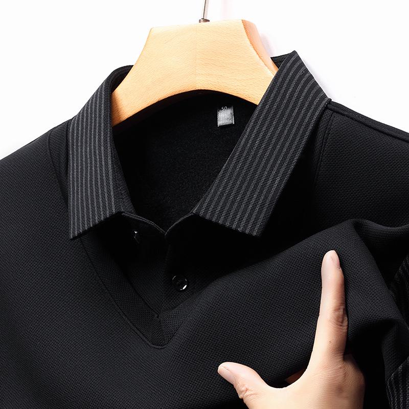 Мужская высококачественная поло с длинным рукавом в полоску, стиль business casual, для весны и осени