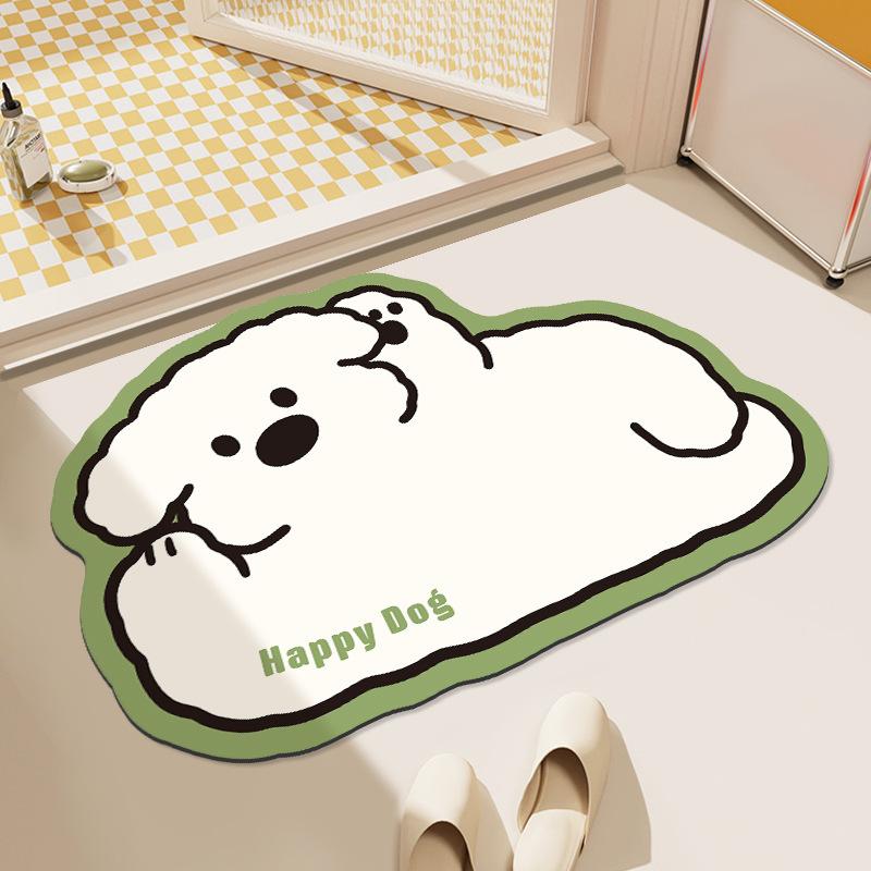 Милый коврик для ванной комнаты с животными, дверь в ванную комнату, диатомовая грязь, противоскользящий, впитывающий и грязный, мультяшный милый противоскользящий коврик для ног