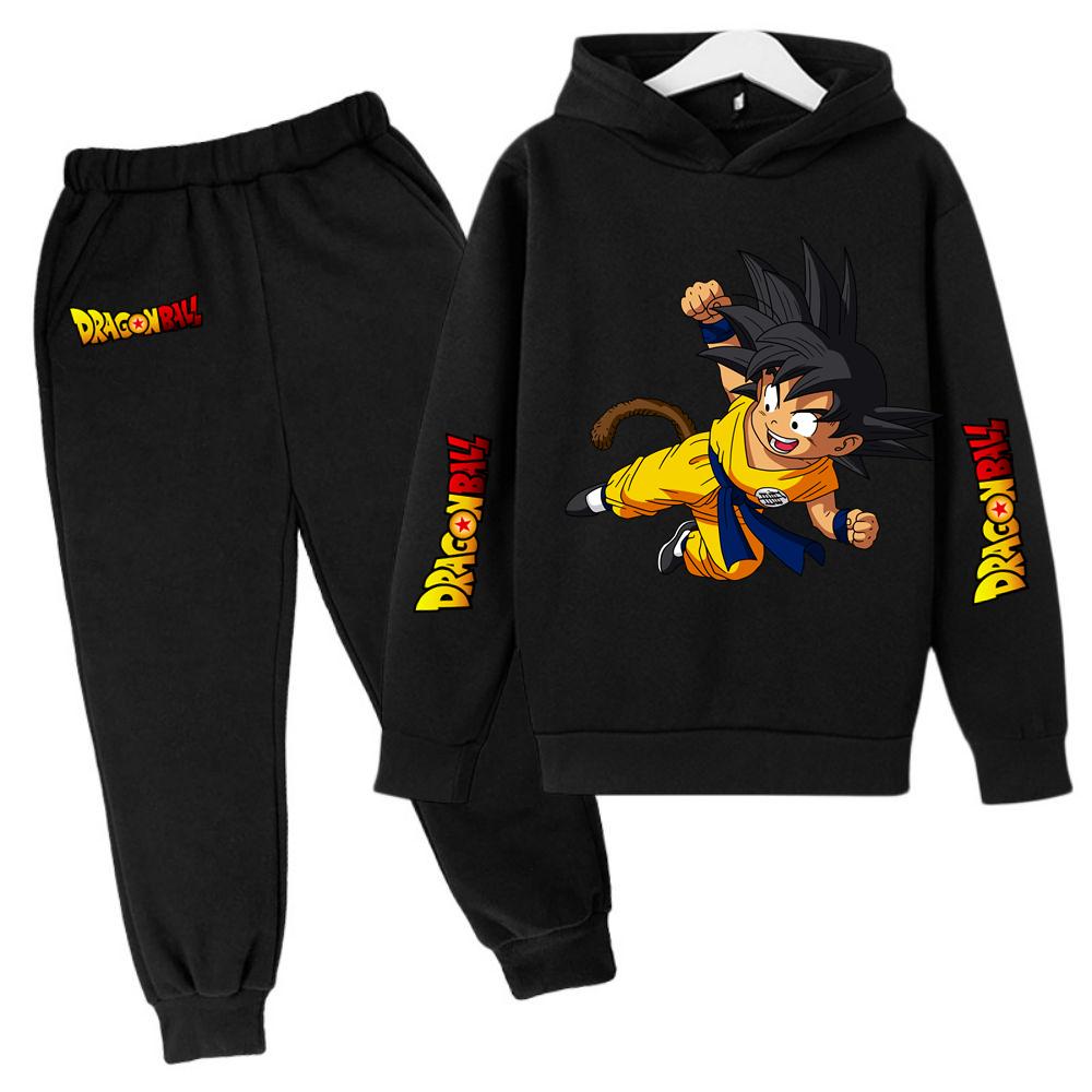 2025 MINISO New Winter Dragon BallHoodies+panrts Kids Clothes Boys Goku Sets for Children Sizes 100-160 Street Suit Kawaii Fashion Tops Anime