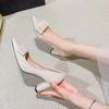 Fashion 2024 New French Style High Heels Pumps Women Fashion Bowknot Pointed Shallow Mouth Design Thick High Heels Ladies Elegant Pumps