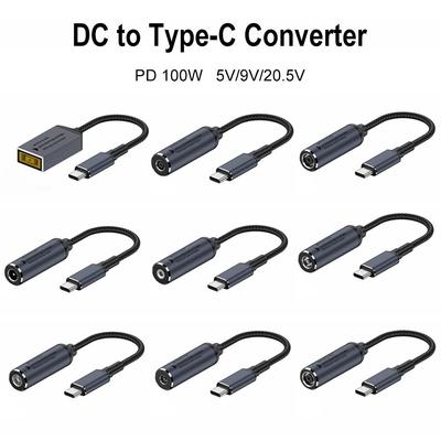 PD 100W DC to Type C Converter 5/9/20V 5.5X2.5 7.4X0.6 Кабель для зарядки ноутбука мобильного телефона с квадратным разъемом для Lenovo/HP/Samsung