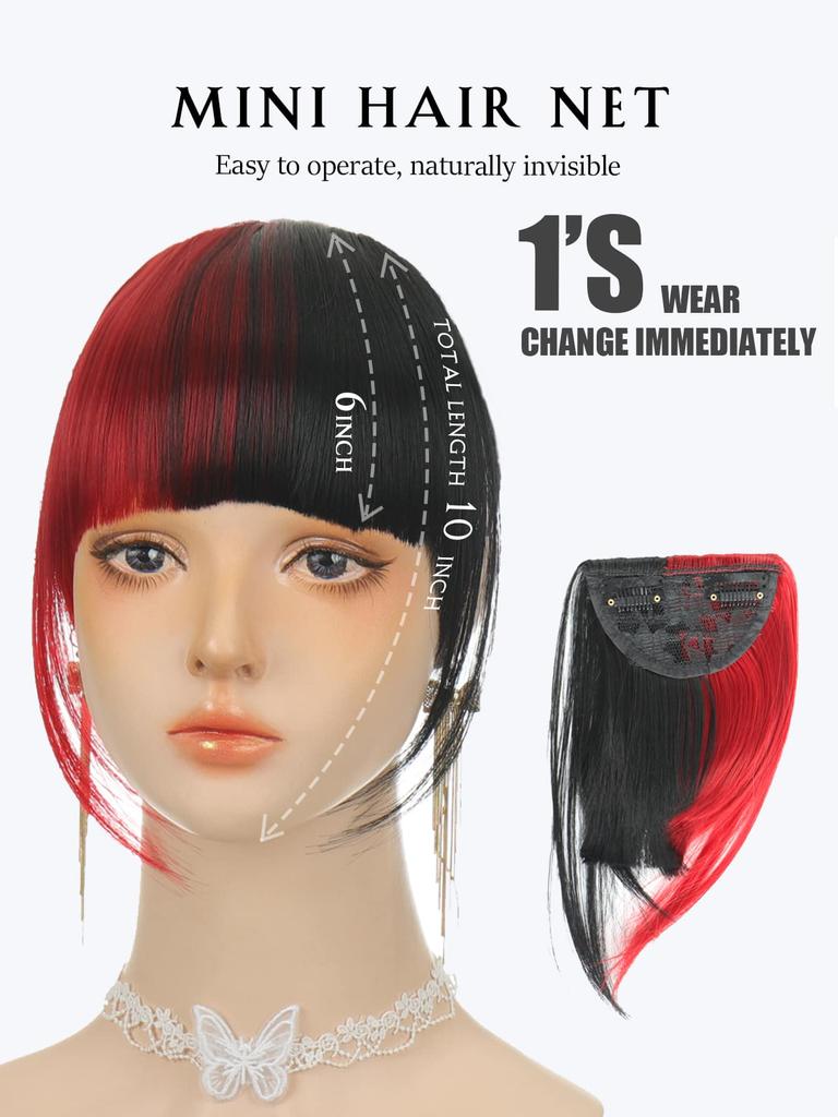 Red and Black Dual Tone Ribbon with Sideburns and Bangs