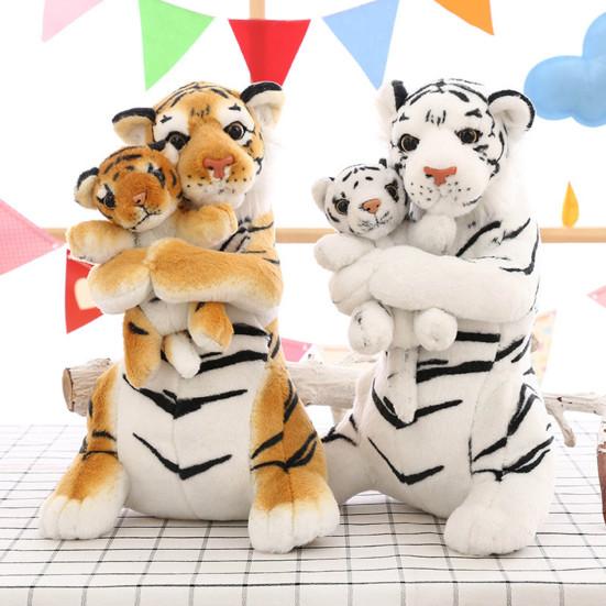 Плюшевая кукла Тигр Мягкая игрушка-животное Симуляция Тигрица и Тигренок Кукла Тигр Плюшевые игрушки Украшение для вечеринки в животном стиле Детская