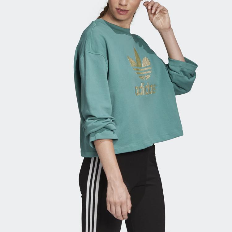 Adidas Originals Premium Crew Sweatshirts Women's Green Crew Neck Moderate Regular FM2626