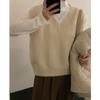 Fashion V-neck Knitted Sweater Vest For Women Autumn Winter Loose Casual Pullover Waistcoat Tops Solid Sleeveless Casual Lady Jumper Sweaters 30980