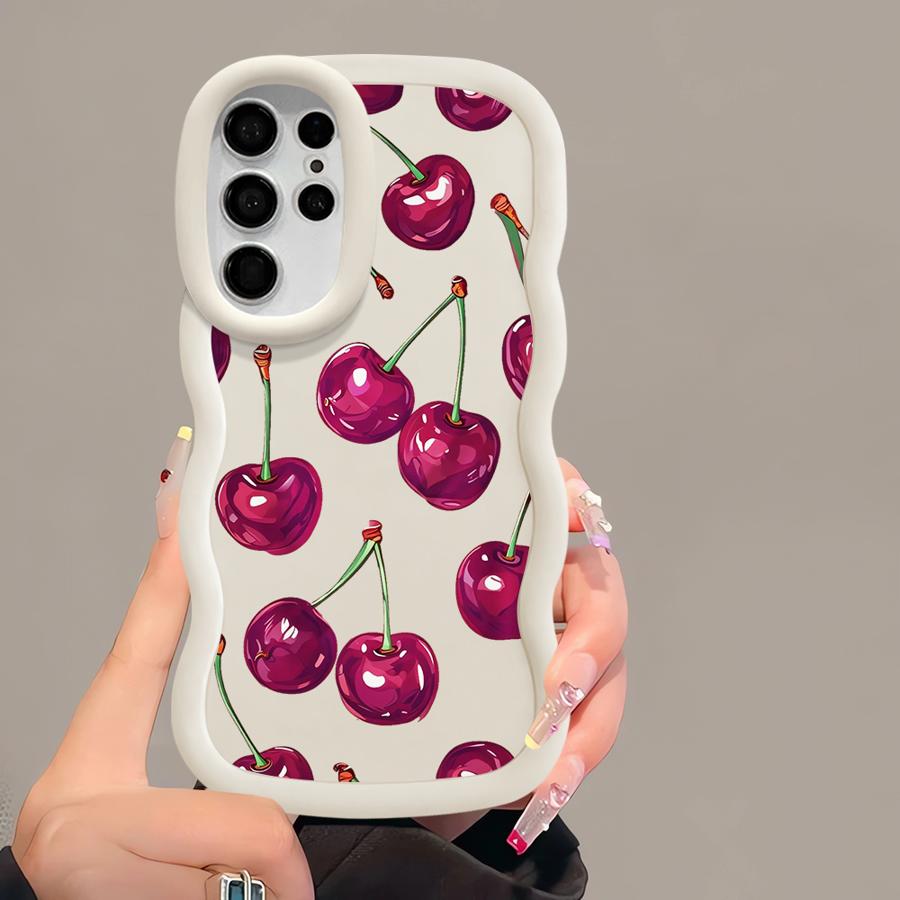 Мягкий чехол для телефона для Samsung Galaxy A25 S23 Plus S24 A26 S20 FE S22 Ultra S25 S21 A24 A54 A35 A55 A36 A34 Фрукты Вишня