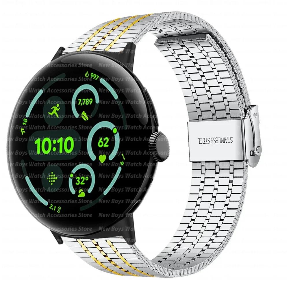 Роскошный ремешок из нержавеющей стали для Google Pixel Watch 3 45 мм Мужской ремешок Браслет Заменяемые аксессуары для Pixel 3/2/1 41 мм Ремешок