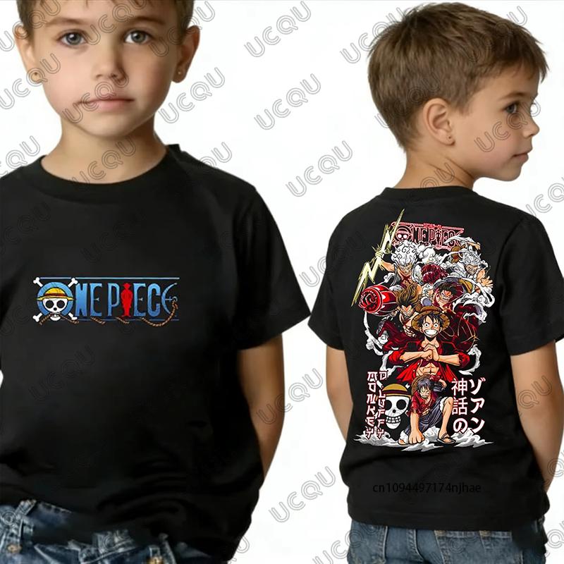 2026 Новое аниме One Piece Луффи Зоро Мультяшная Графическая Хлопковая Футболка Для Детей Летняя Спортивная С Круглым Вырезом Футболки Повседневные Детские/Взрослые Топы