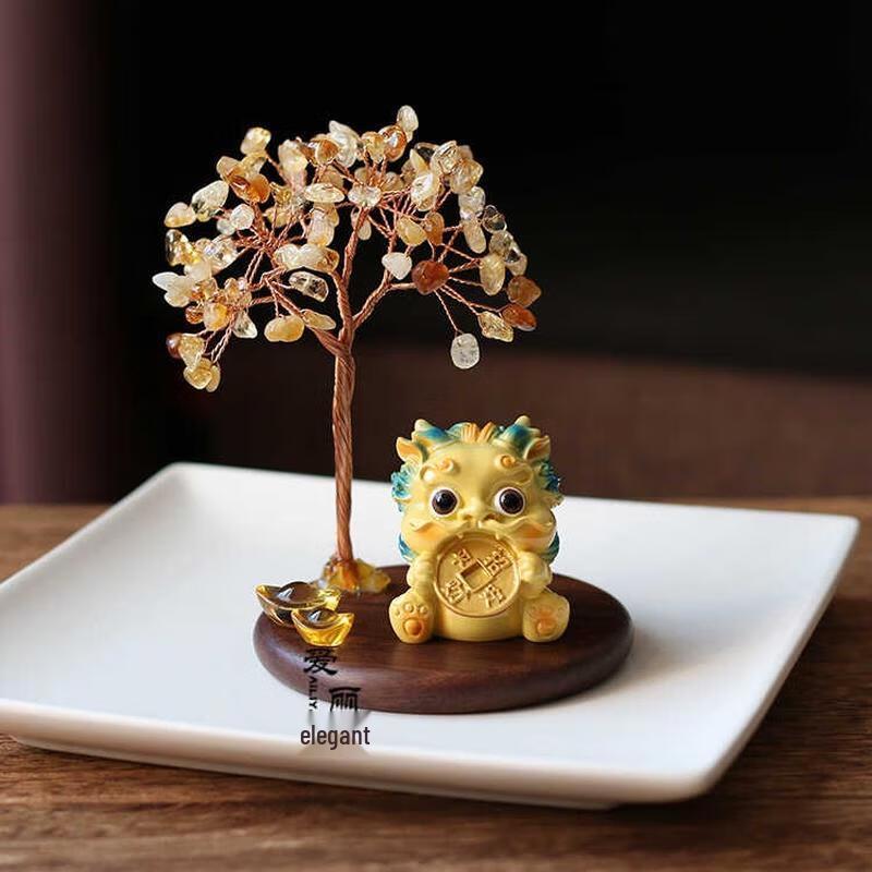 Aige Натуральный Кристалл Цитрин Денежное Дерево Украшение