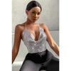 Metal Armor Shiny Lace Collar Bustier Silver
