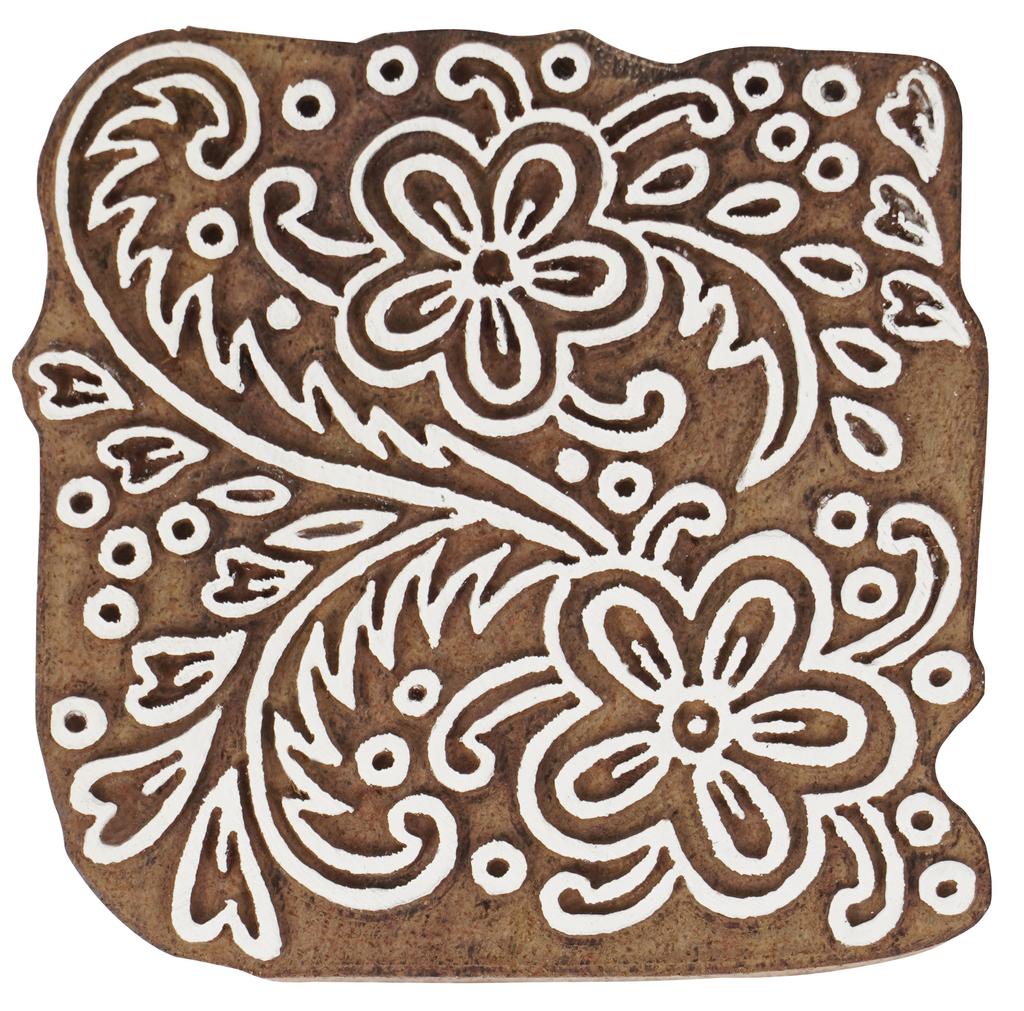 IBA Indianbeautifulart Textile Printing Block Asian Floral Motif Hand Carved Wooden Stamp Wood Block